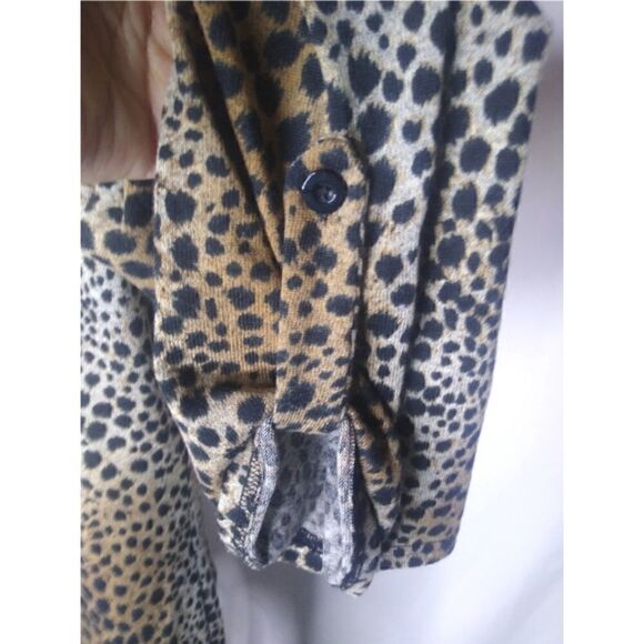 POP ulation Animal Print Knit Tab Sleeve Sexy Lightweight Cardigan Size L - Picture 6 of 10